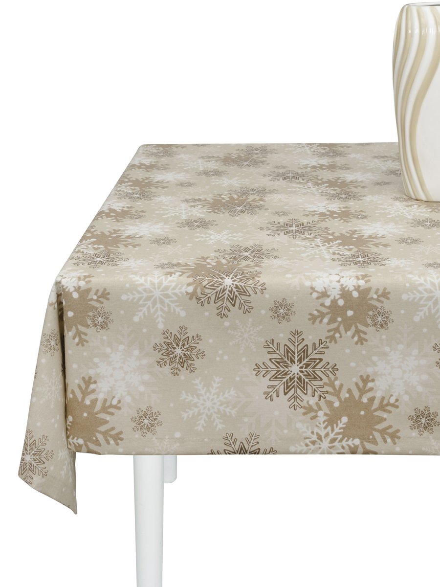 Скатерть водоотталкивающая Maifon Снежинка Бежевая