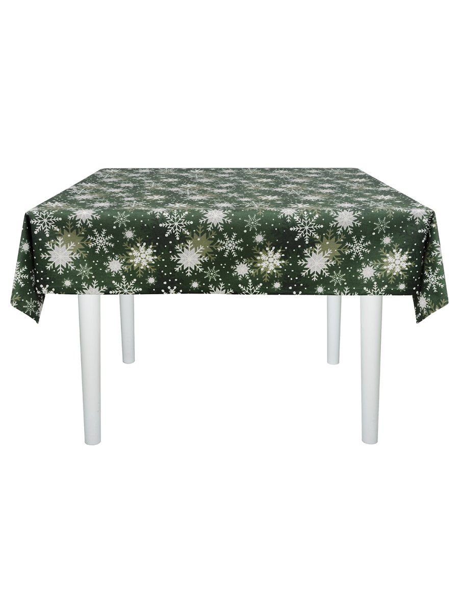 Скатерть водоотталкивающая Maifon Снежинка Зеленая