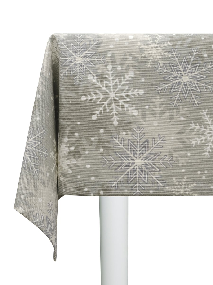 Скатерть водоотталкивающая Maifon Снежинка Серая