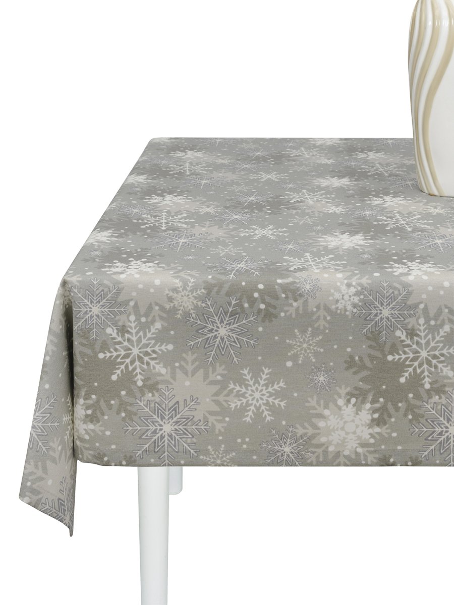 Скатерть водоотталкивающая Maifon Снежинка Серая