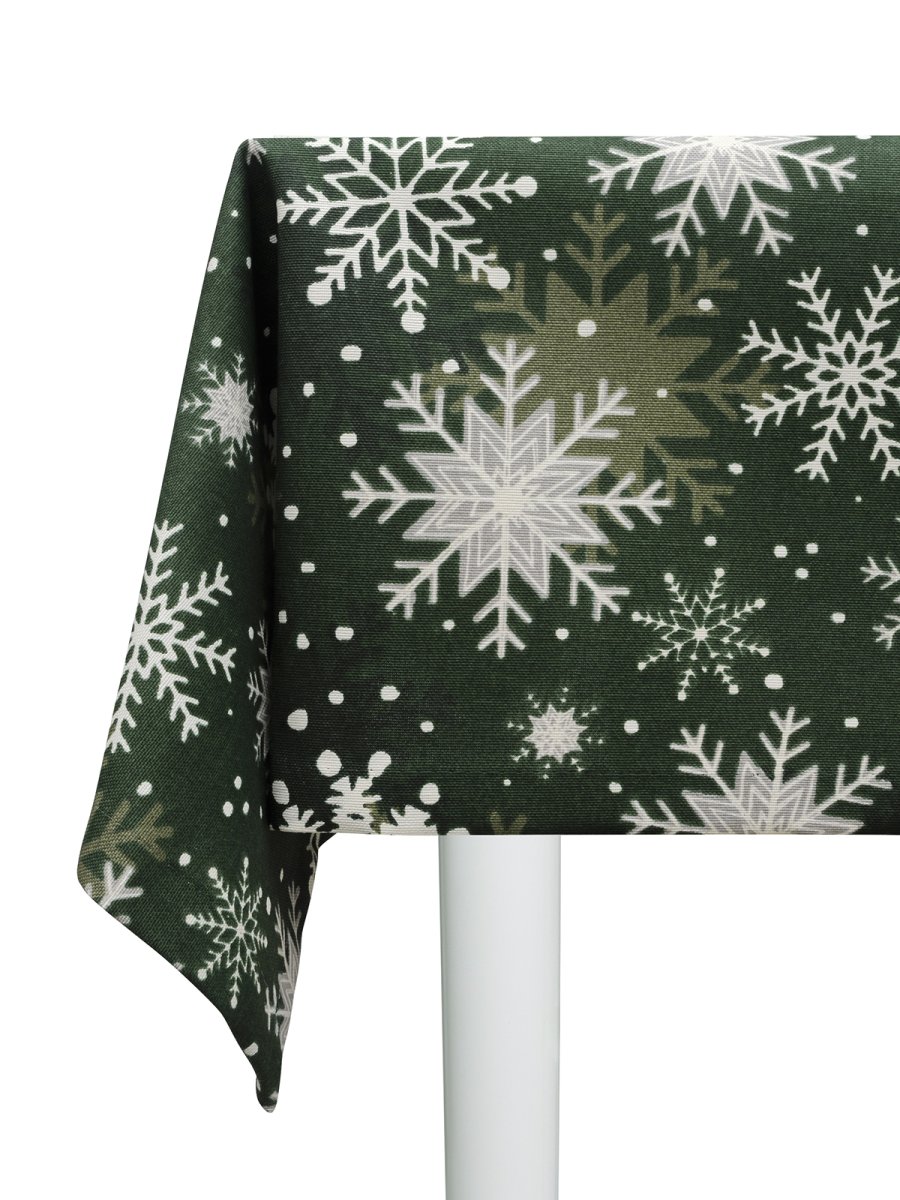 Скатерть водоотталкивающая Maifon Снежинка Зеленая